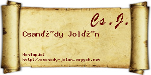 Csanády Jolán névjegykártya